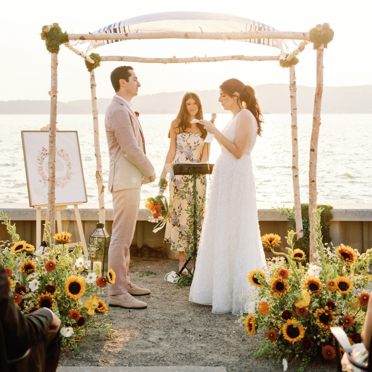 Abby & Conor: Sunset Sunflower Summer Wedding at Red Hat on the River wedding