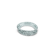 Silver-toned rhinestone stretch bracelet with multiple rows of sparkling crystals on an expandable band.