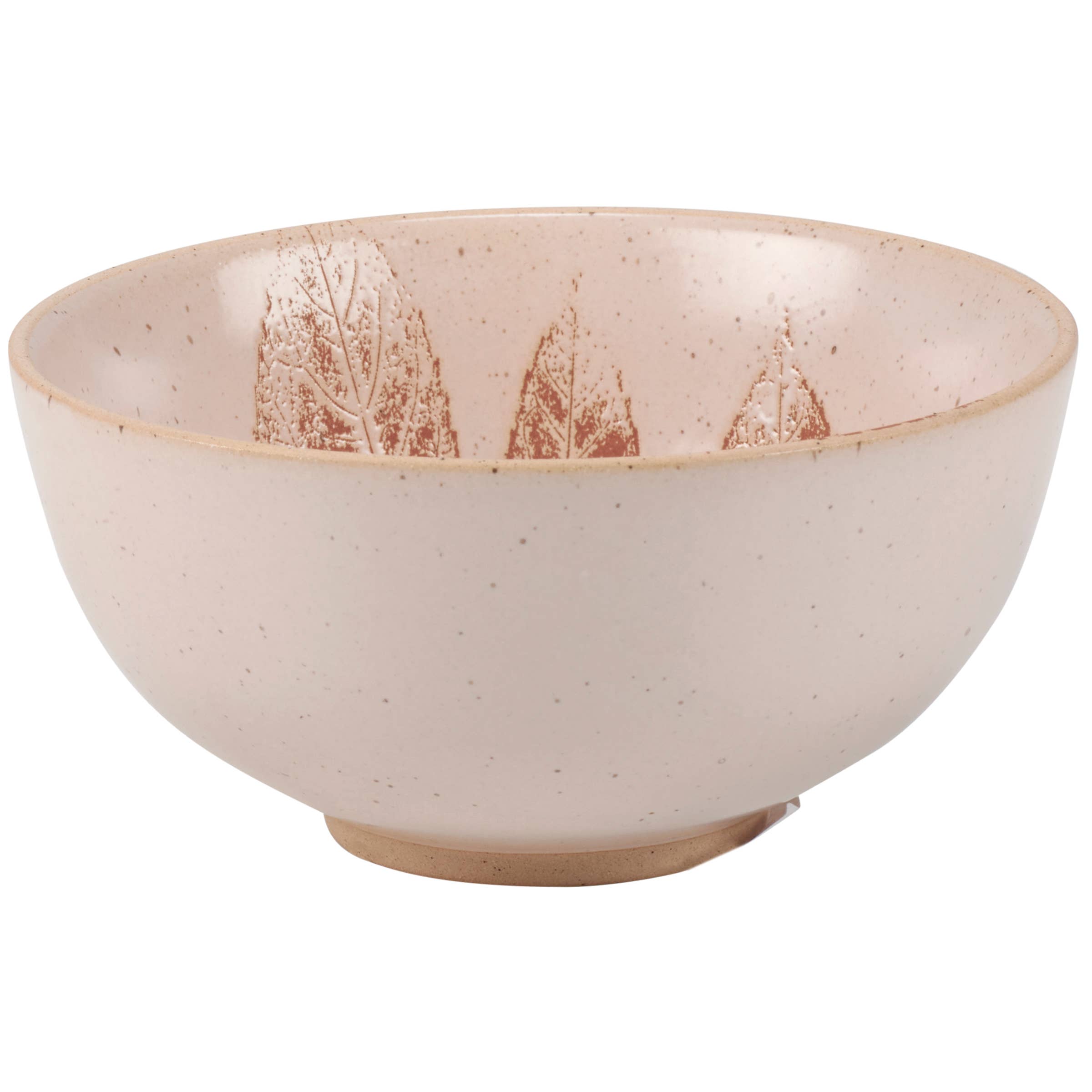Cream ceramic bowl with speckled glaze featuring dried pampas grass arrangement in warm bronze tones.